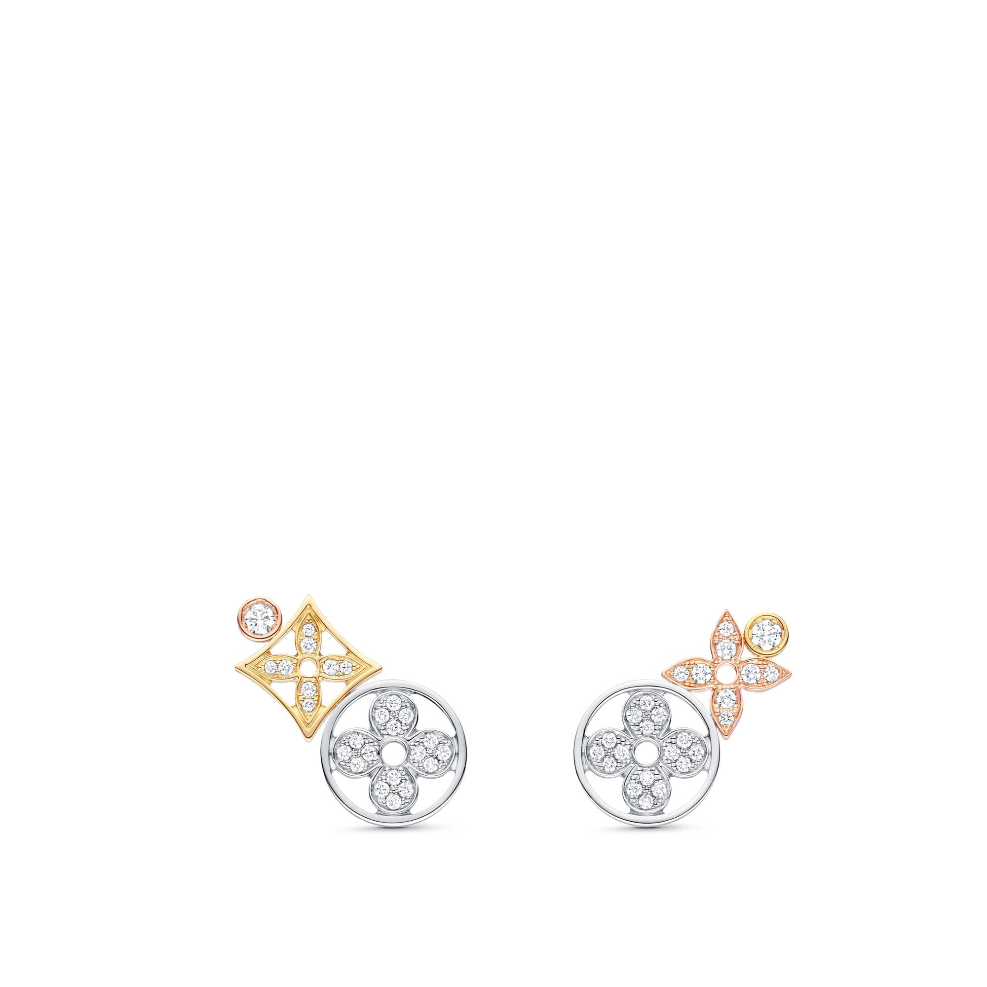 Idylle Blossom Studs, 3 Golds And Diamonds - Categories | LOUIS